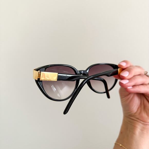 Vintage Claudio La Viola Italian Round Sunglasses Black Gold main image 6